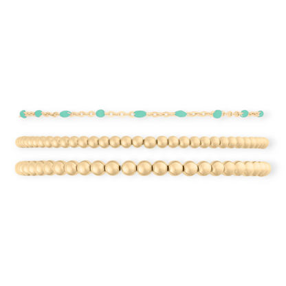 turquoise daisy + juno bracelet triple stack (3+4mm)