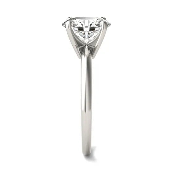2.00 CTW AGI Certified  Oval Lab Grown Diamond Solitaire Engagement Ring in 14K White Gold (G-VS)