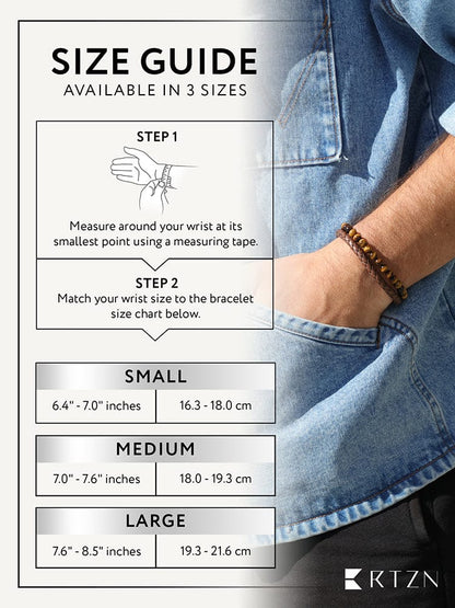 Brown Braided Leather &amp; Tiger Eye Bead Bracelet