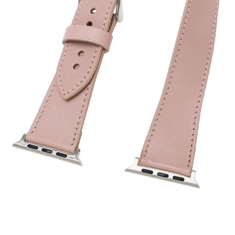 Luxury Double Wrap Pink Leather Apple Watch Band - San Diego