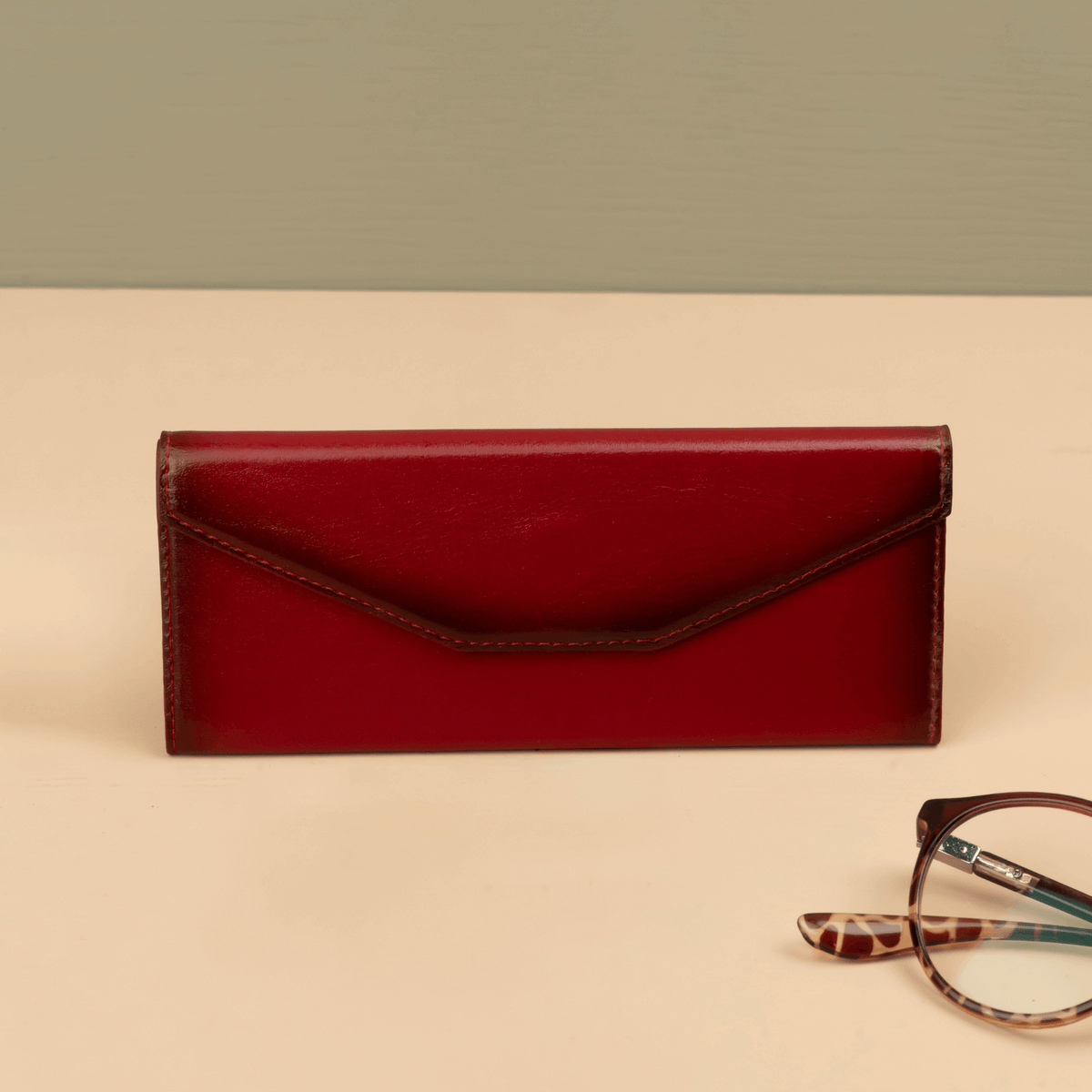 Luxury Leather Sunglasses Case - Red - Louisville