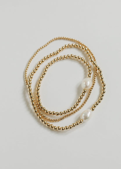 Natural Pearl + 14k Gold Filled Beaded || Anklet or Bracelet