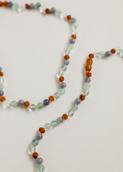 Baltic Sea Amber + Natural Gemstone || Anklet or Bracelet