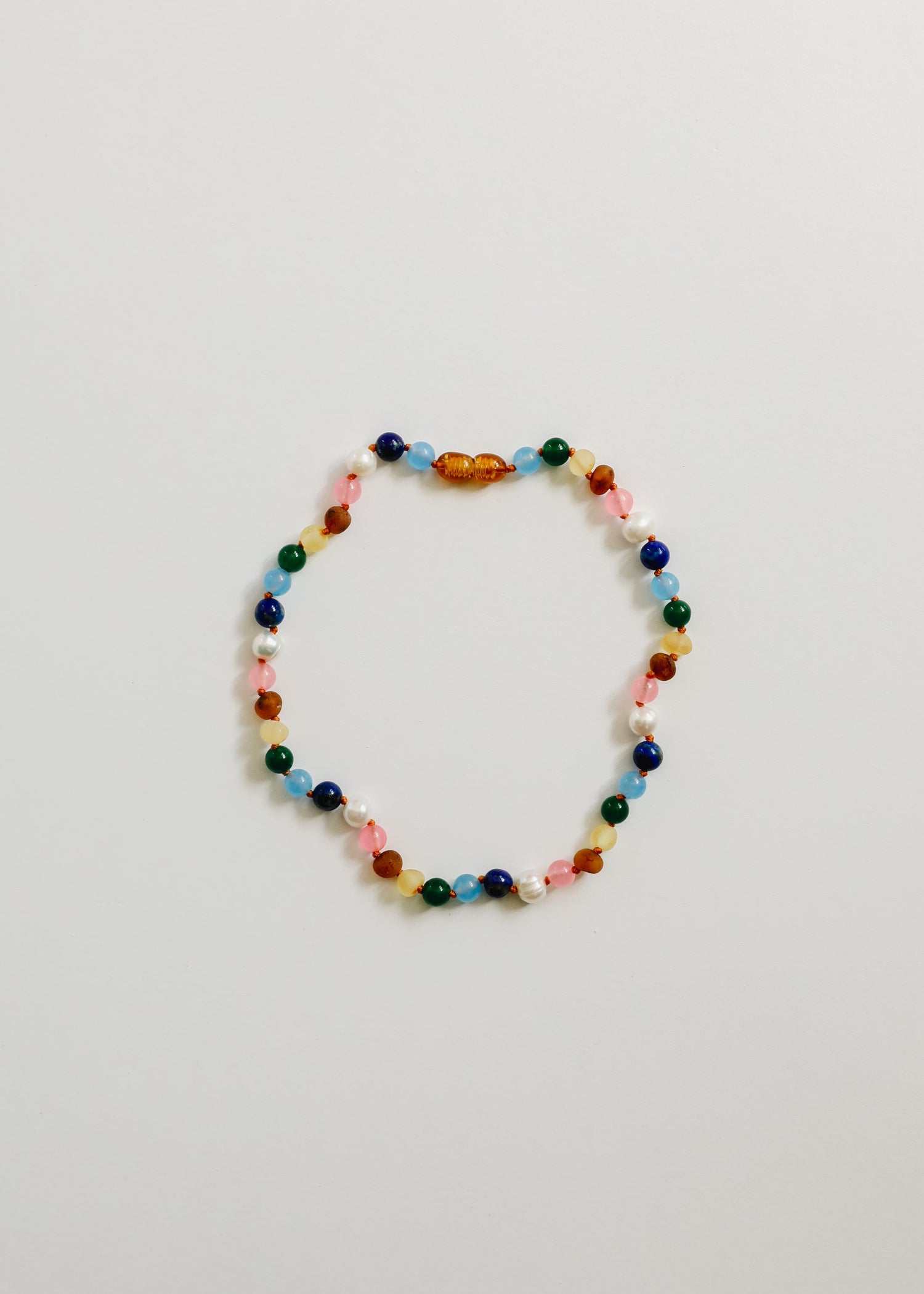 Raw Baltic Amber and Pearl Necklace + Sweet Pink Gemstones