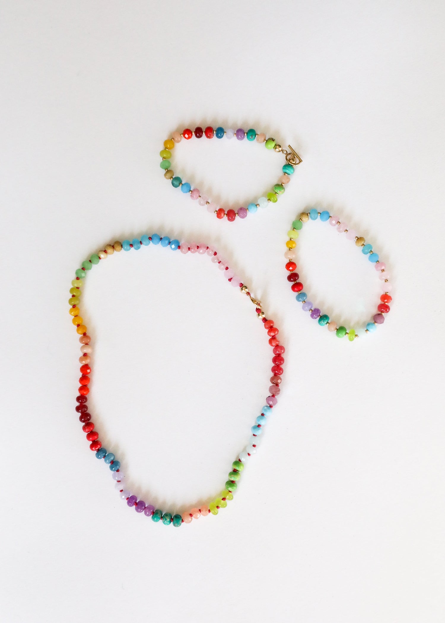 Natural Gemstone Bracelet + 14k Gold Filled Toggle : Skyline