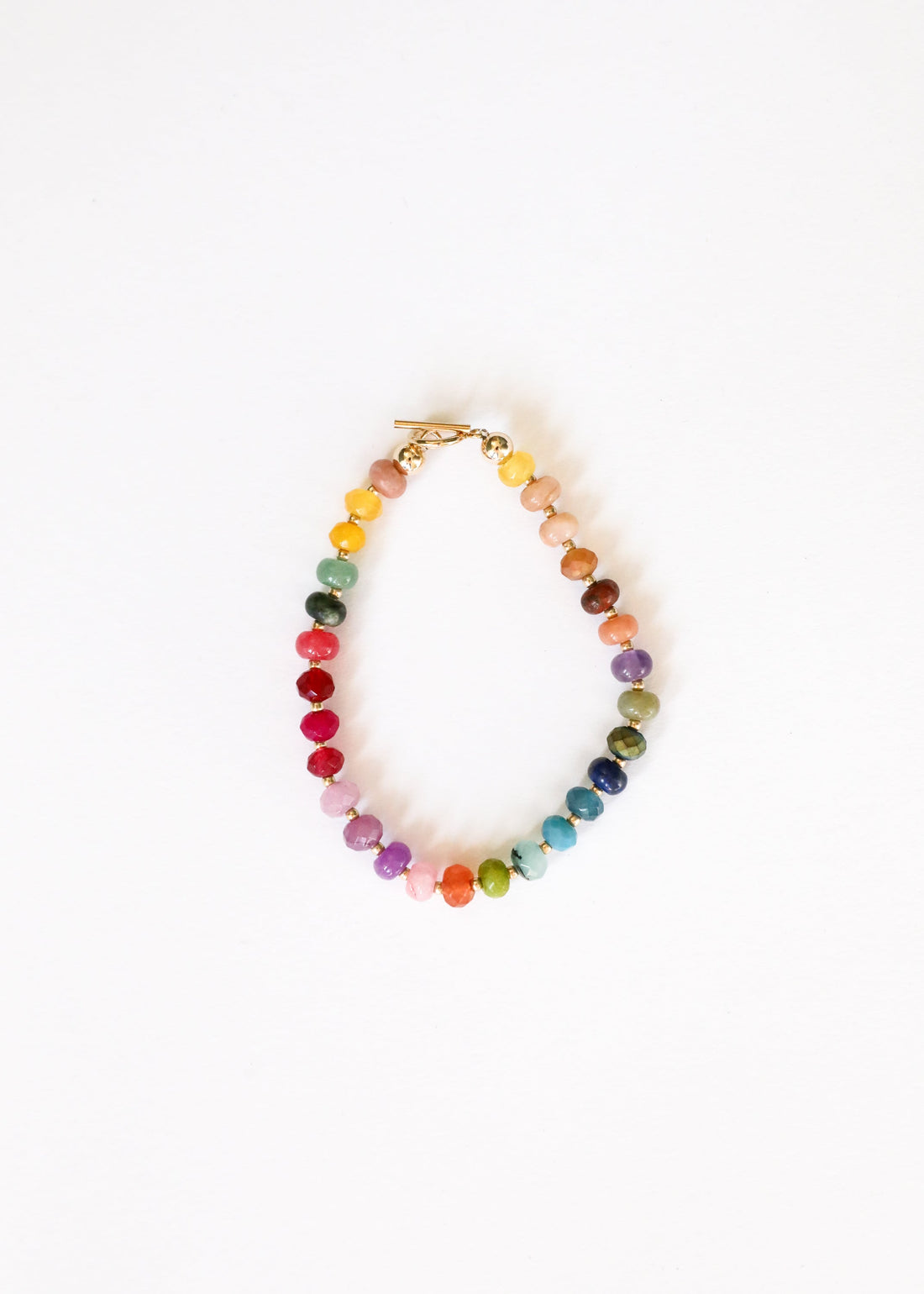 Natural Gemstone Bracelet + 14k Gold Filled Toggle : Gold Rush