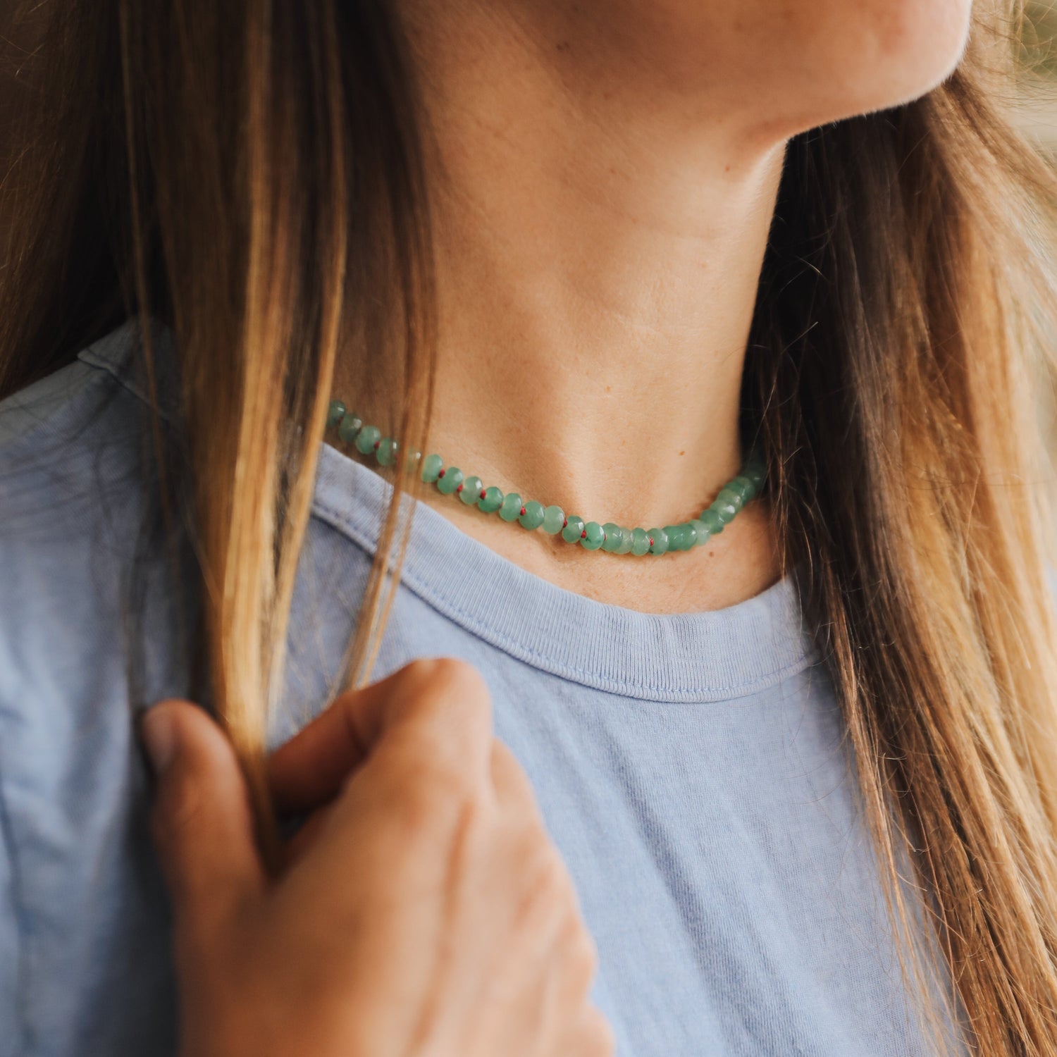 Natural Aventurine + 14k Gold Filled Toggle || Gemstone Necklace