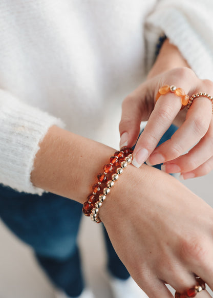 Baltic Sea Amber : 14k Gold Filled Beaded Sun + Moon || Adult Bracelets