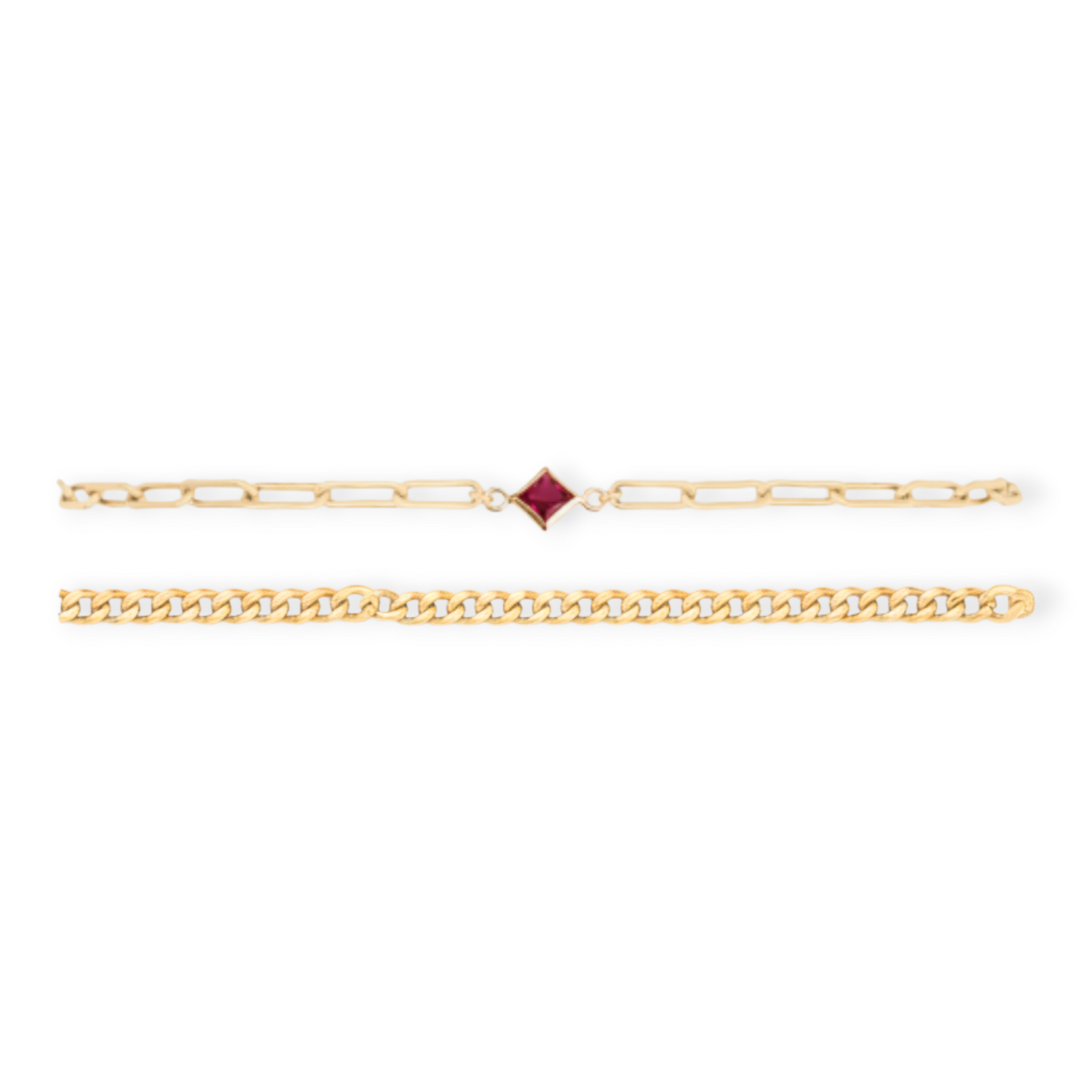 birthstone + gabi curb bracelet stack