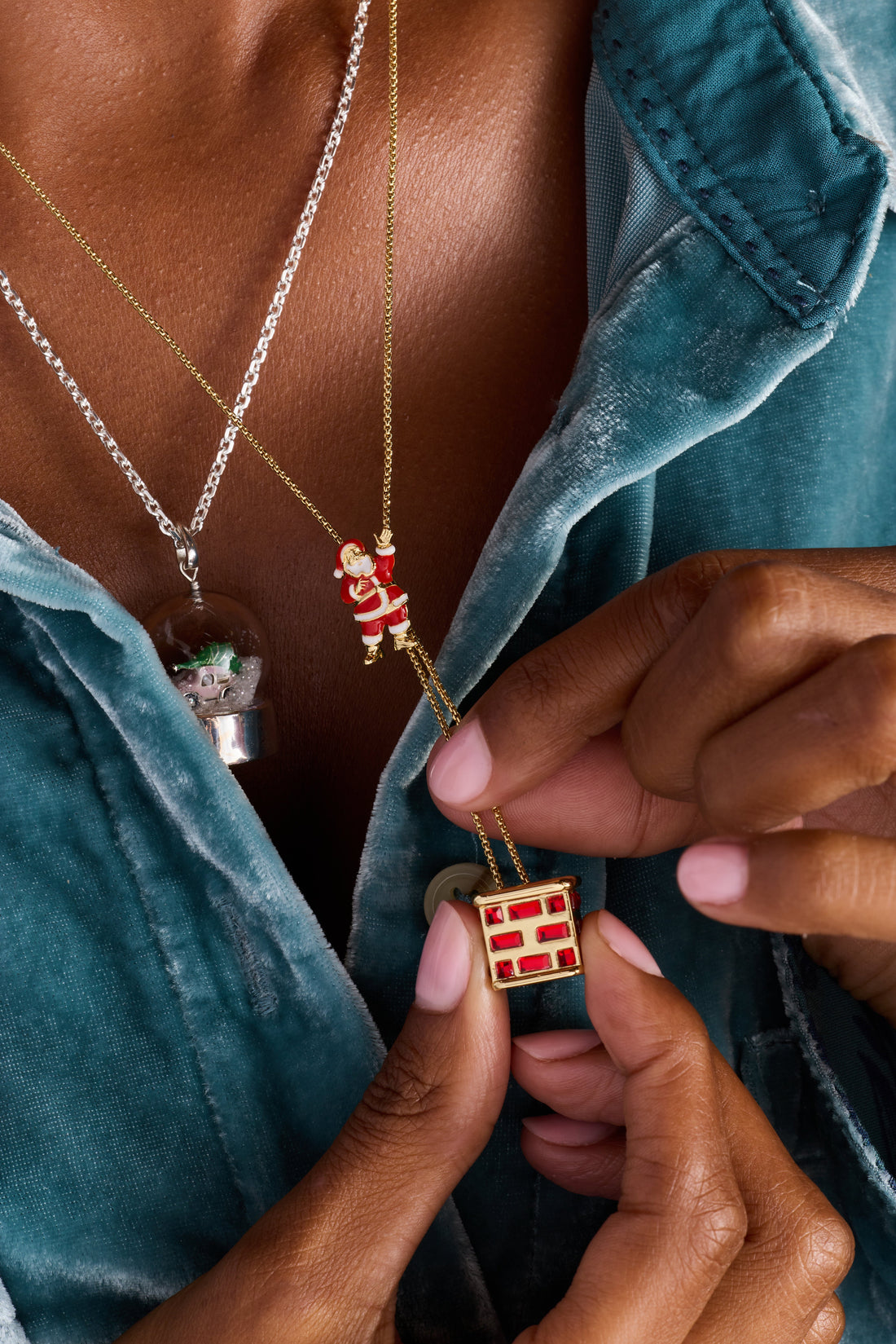 Santa Chimney Slider Necklace