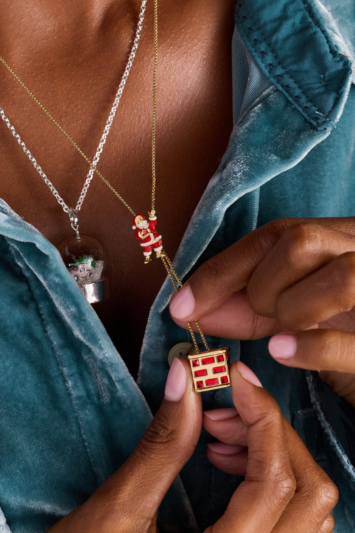 Santa Chimney Slider Necklace
