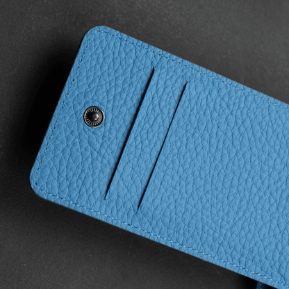 Leather Blue Crossbody Bag Phone Wallet - Columbus