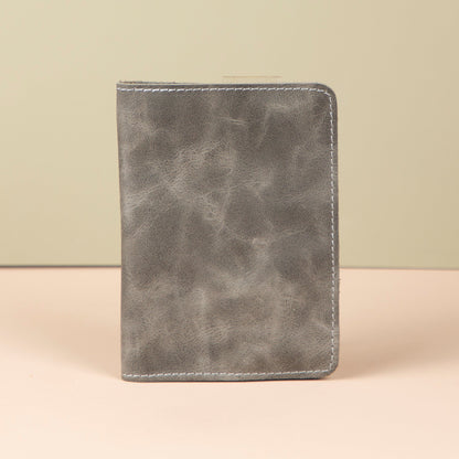 Leather Passport Holder - Light Gray - Milan