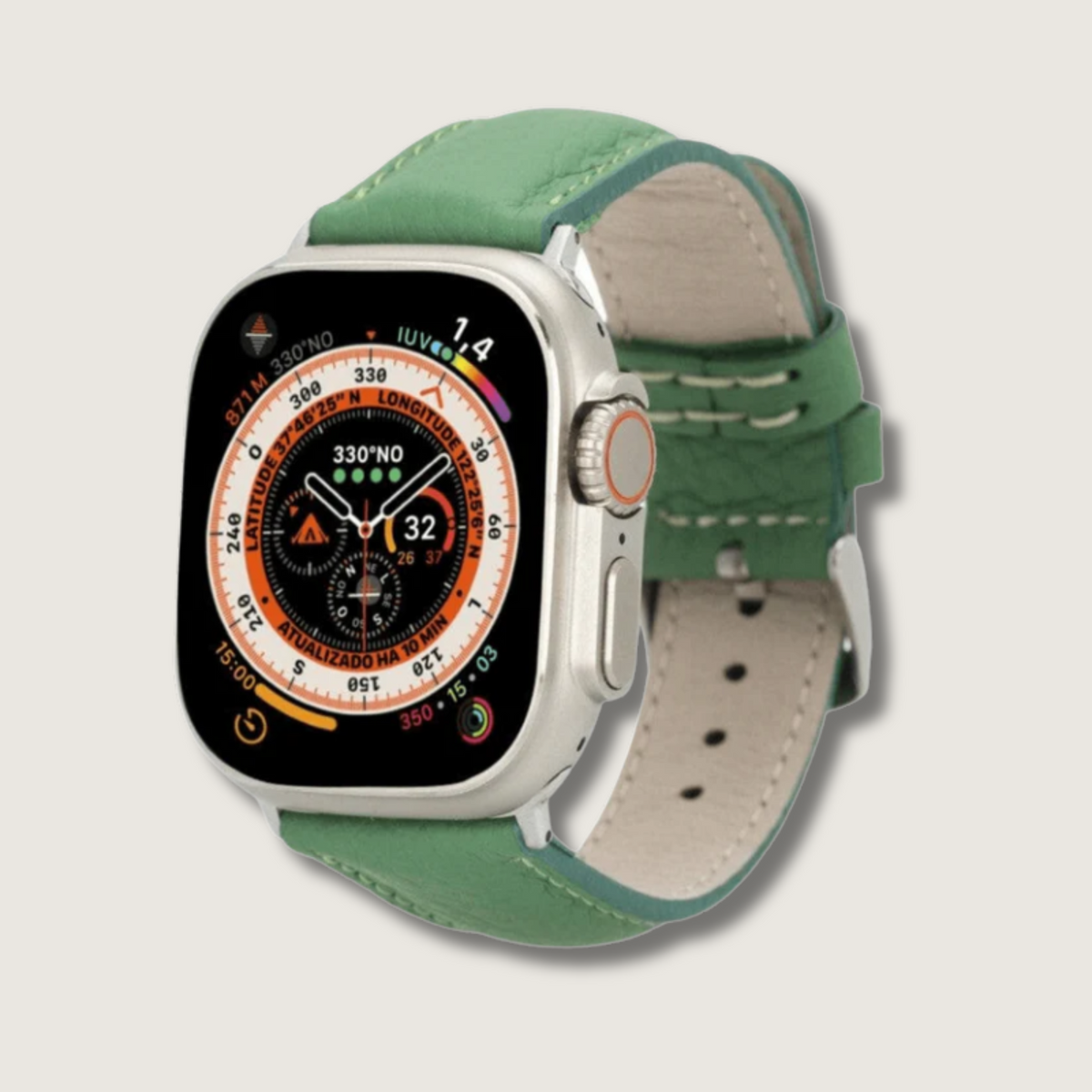 Apple Watch Green Leather Strap - Boston