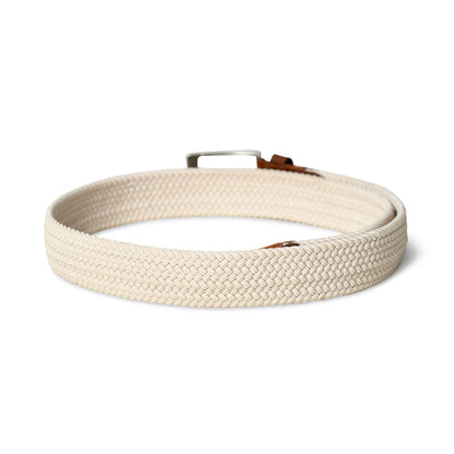 Cream &amp; Brown Braided Canvas Leather Belt