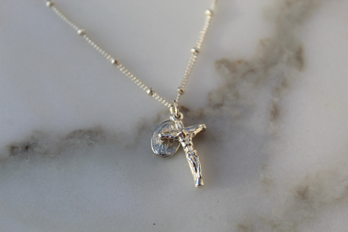 Miraculous Medal and Crucifix in Sterling Silver