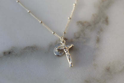 Miraculous Medal and Crucifix in Sterling Silver