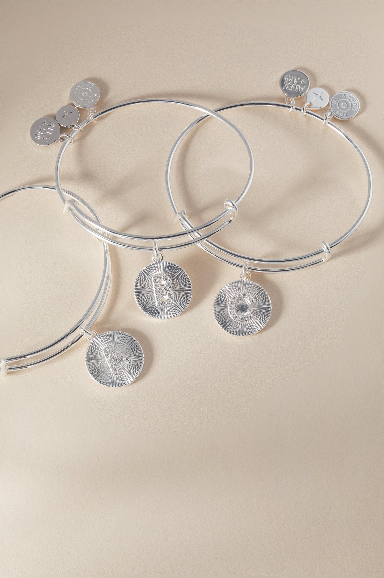 Initial A Pave Starburst Texture Bangle