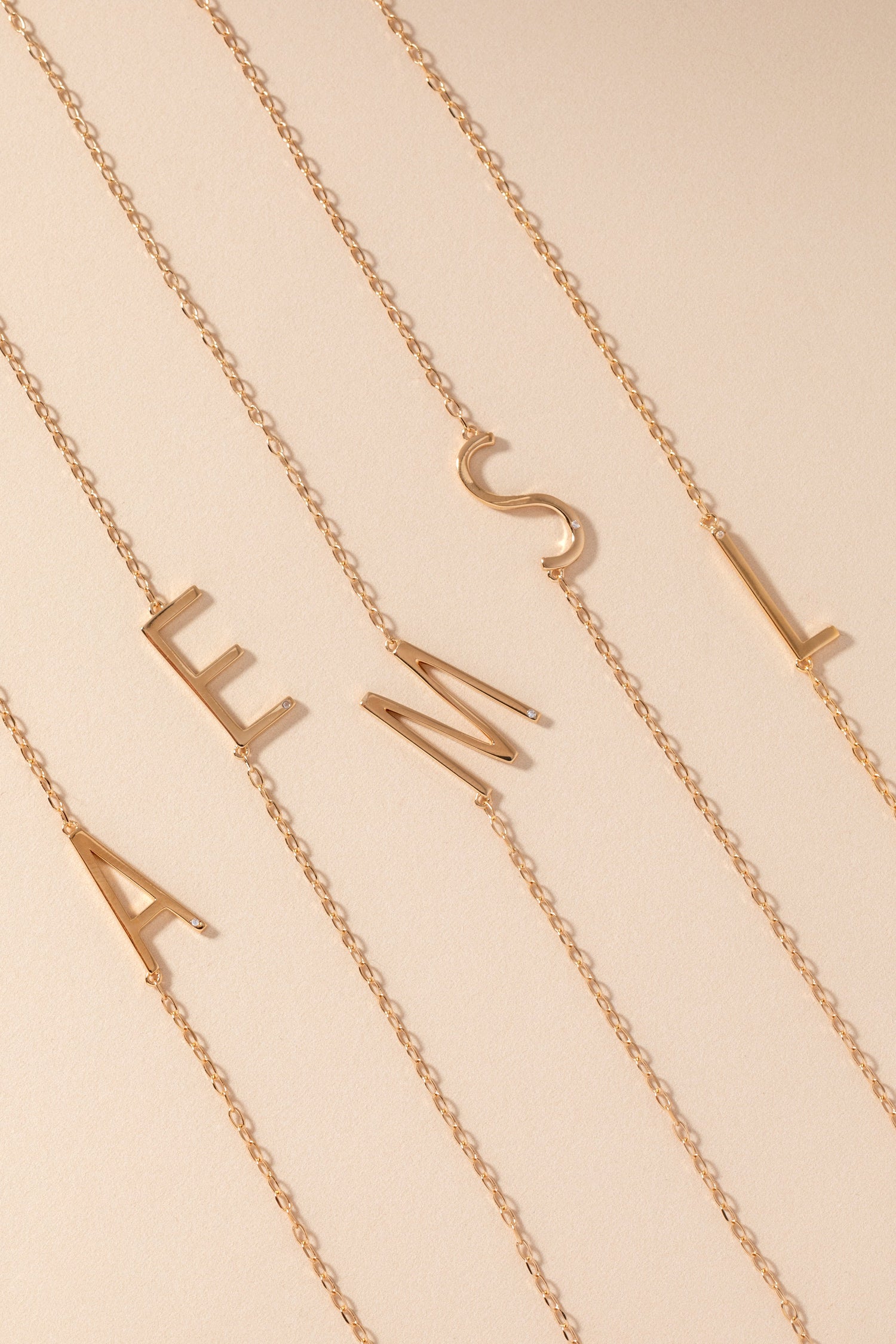 Initial E Precious Elongated Necklace
