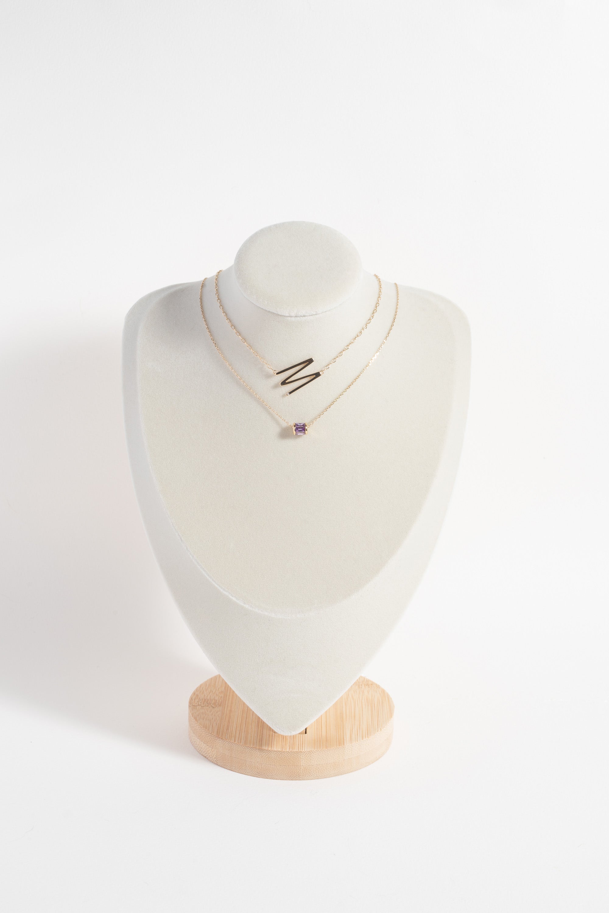 Initial M Precious Elongated Necklace