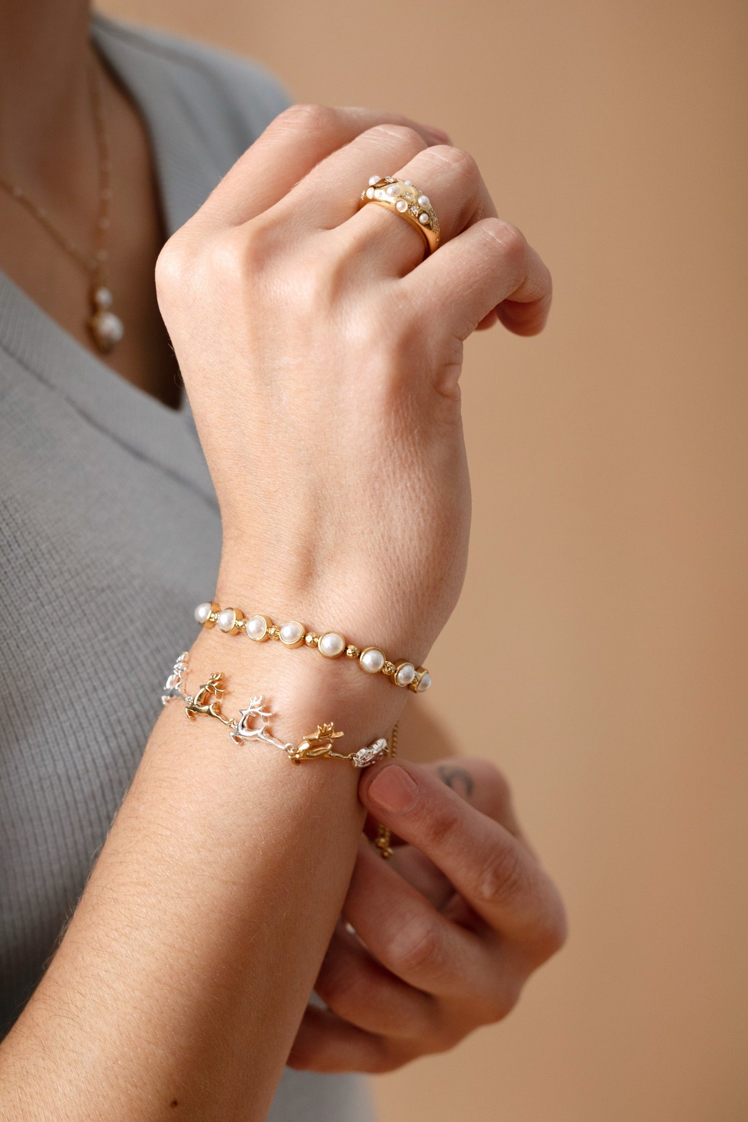 Pearl Bolo Beaded Bracelet