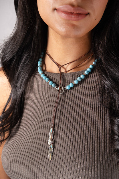 Untamed Turquoise Lariat Necklace