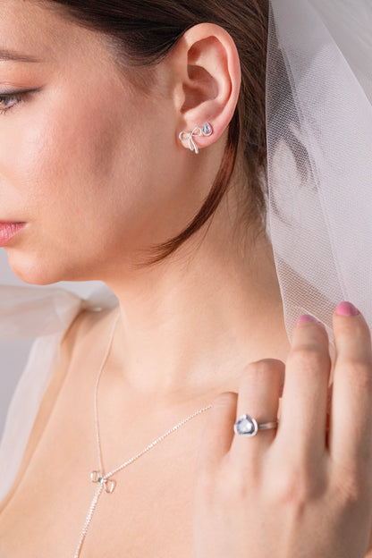 Bow &amp; Teardrop Stud Earring Set