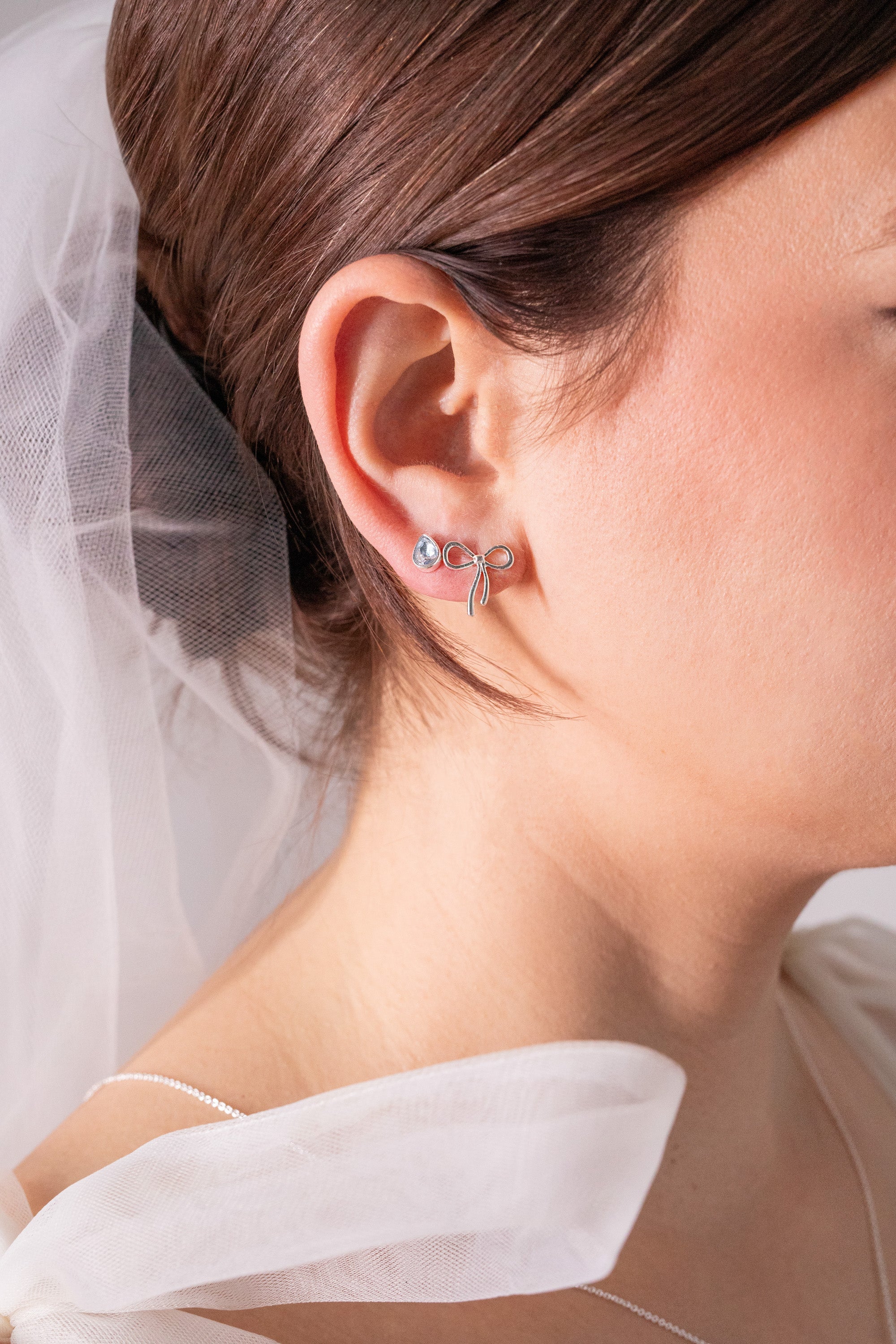 Bow &amp; Teardrop Stud Earring Set