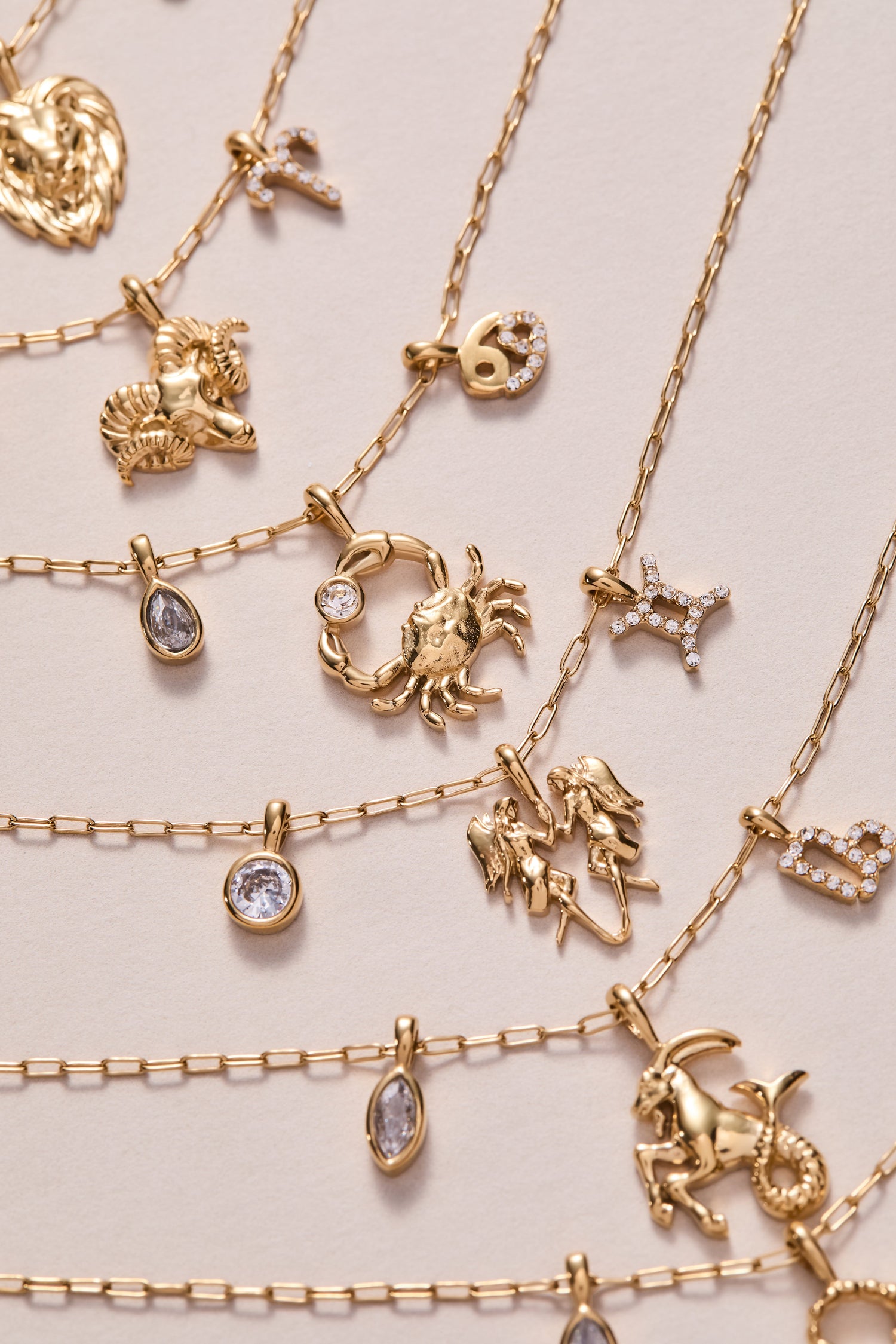 Cancer Zodiac Charm Cluster Necklace