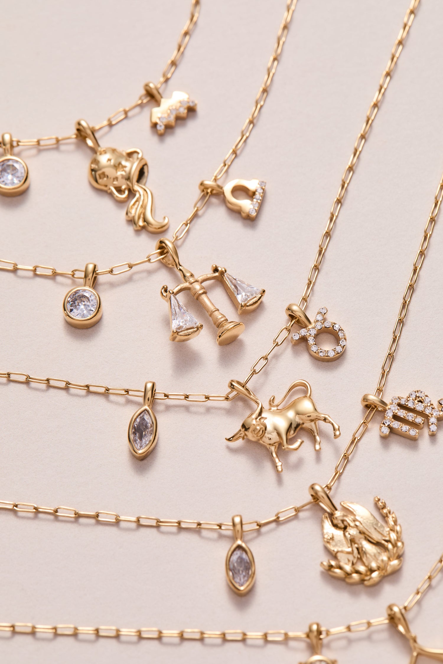 Virgo Zodiac Charm Cluster Necklace