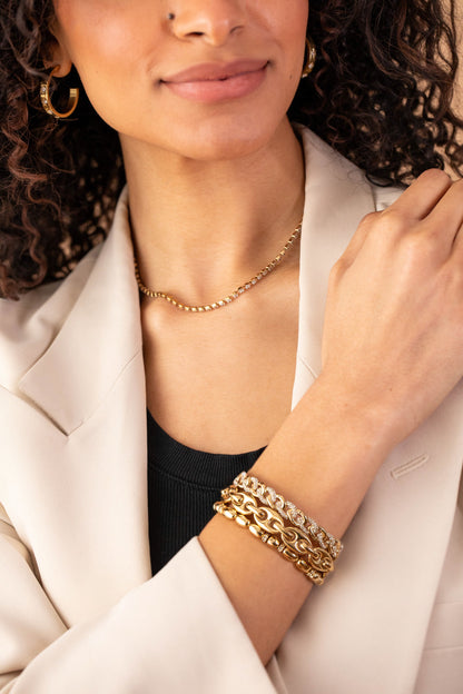 Pave Curb Chain Stretch Bracelet