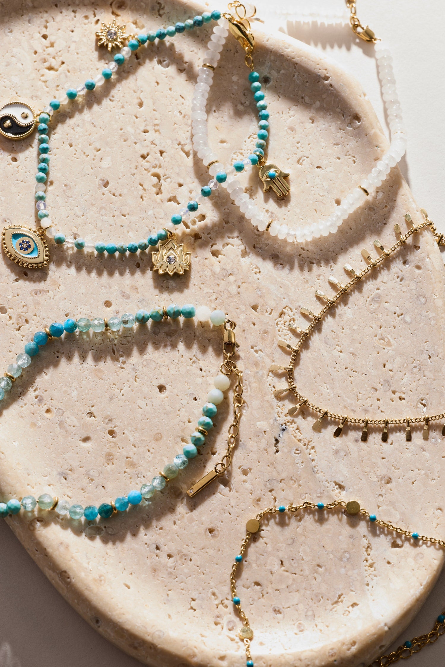 Turquoise Enameled Chain Coin Station Anklet
