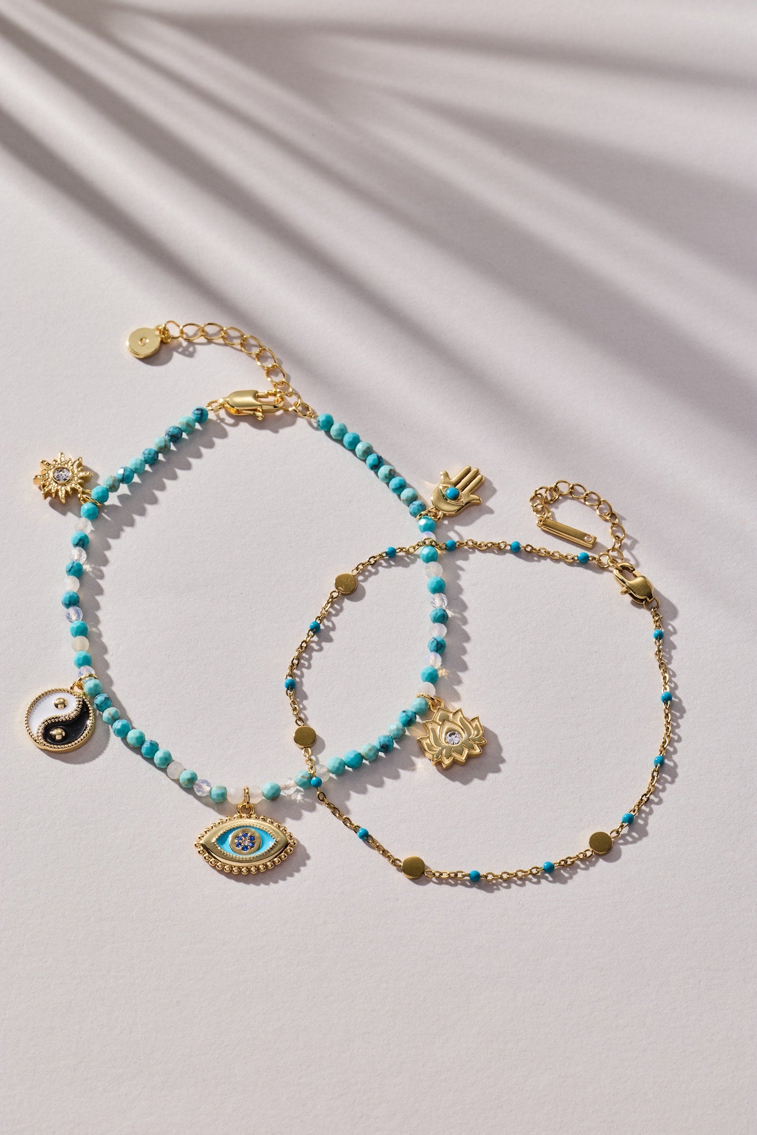 Turquoise Enameled Chain Coin Station Anklet