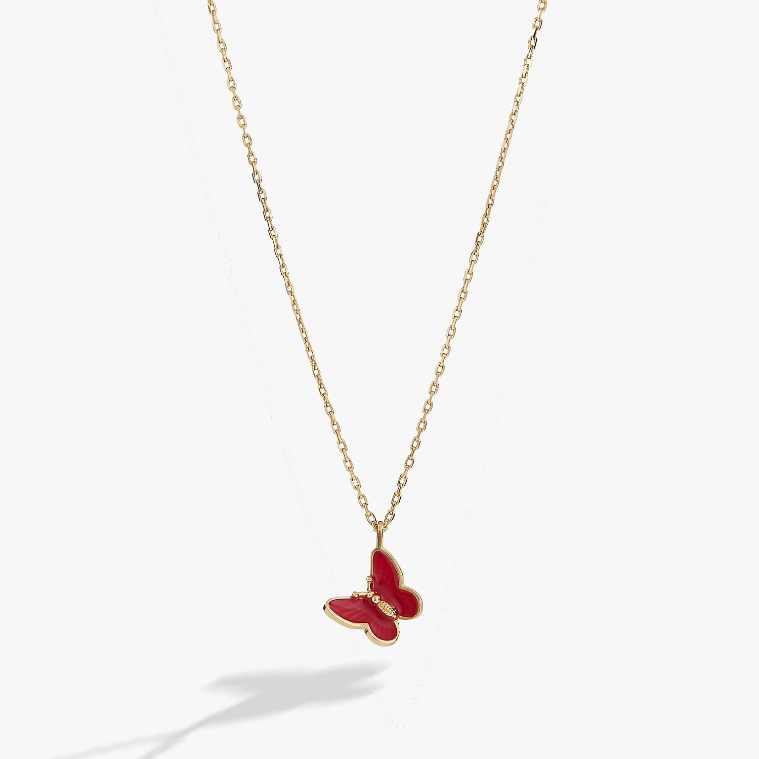 Pink Enamel Butterfly Necklace