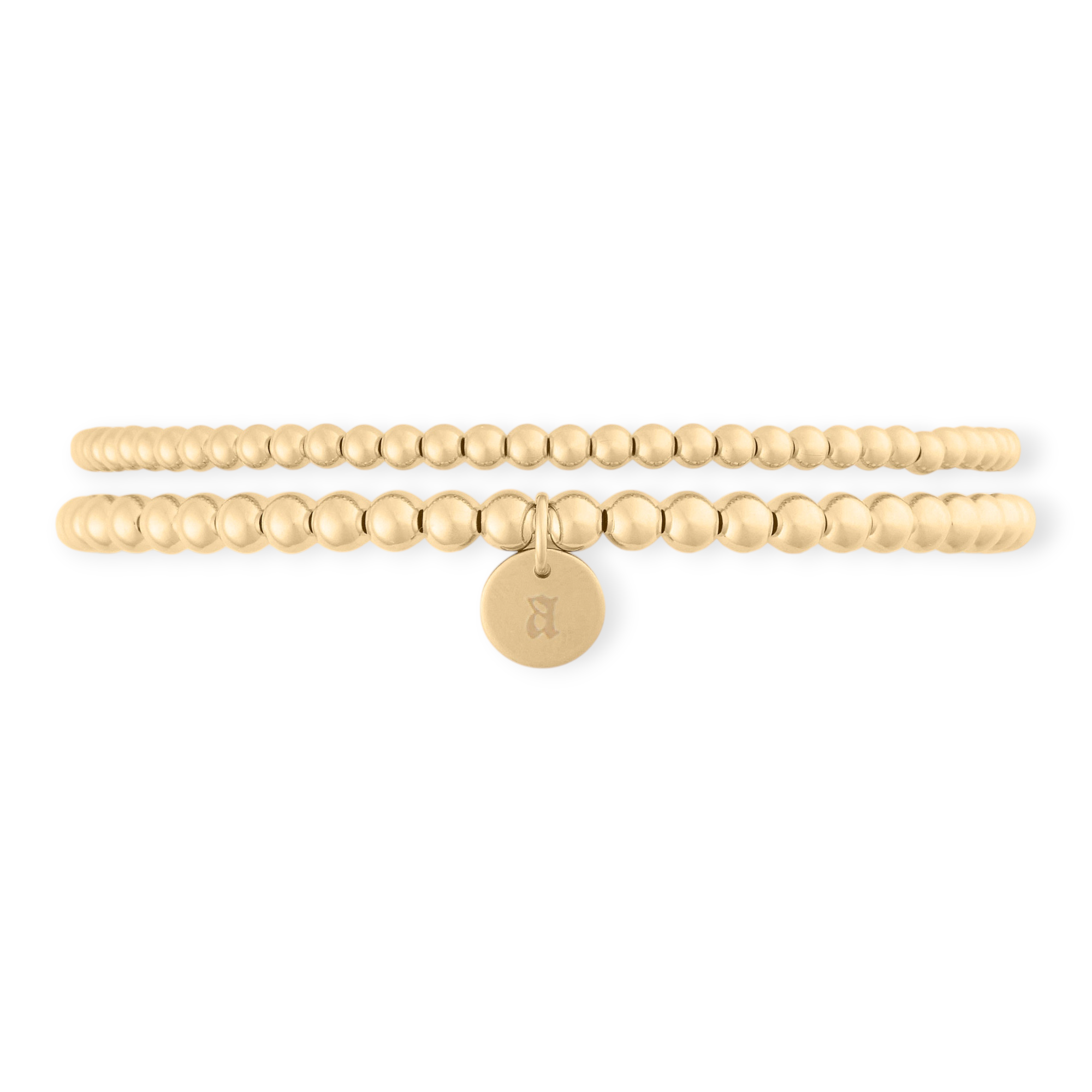 old english initial juno double bracelet stack (3+4mm)
