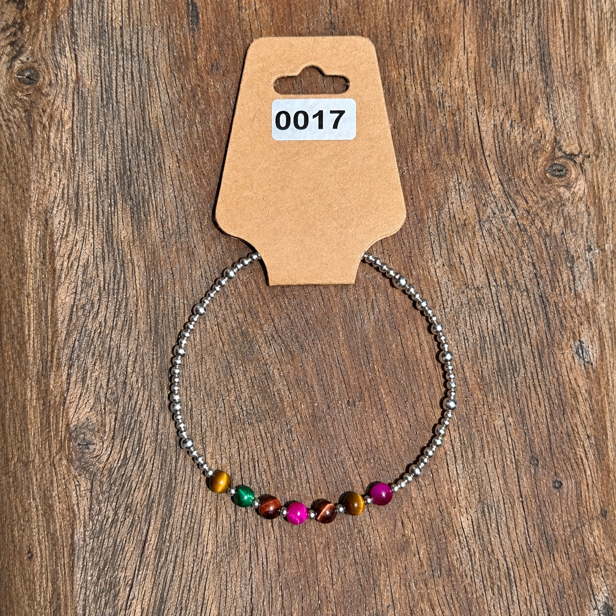 Sterling Silver &amp; Colorful Tiger Eye Beaded Bracelet