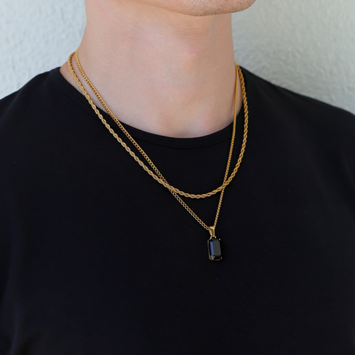 Black Onyx Stone Pendant Set