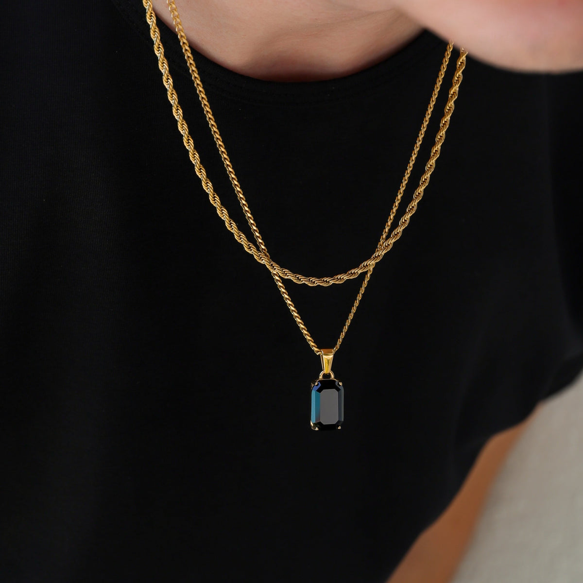 Black Onyx Stone Pendant Set
