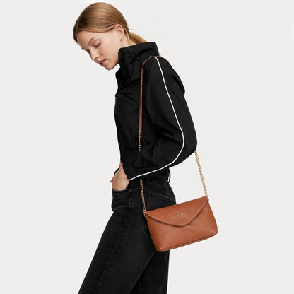 Carrera Lunera Women’s Leather Bag – Floater Leather Women’s Shoulder &amp; Crossbody Bag with Chain Strap for Everyday Elegance | Minimal &amp; Handcrafted