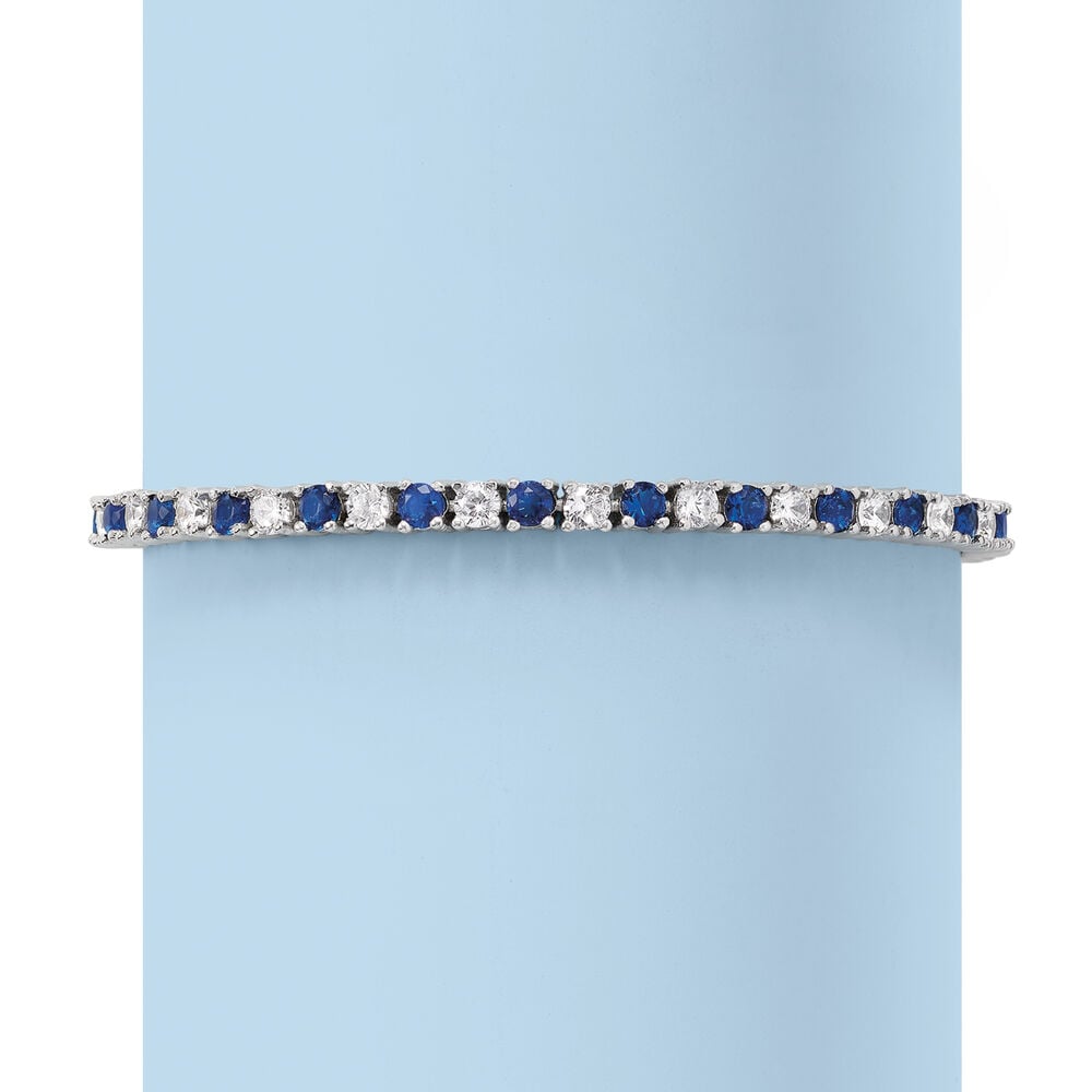 6ctw Created White &amp; Blue Sapphire Tennis Bracelet in 14K Gold Overlay – 7.25”