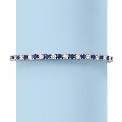 6ctw Created White &amp; Blue Sapphire Tennis Bracelet in 14K Gold Overlay – 7.25”
