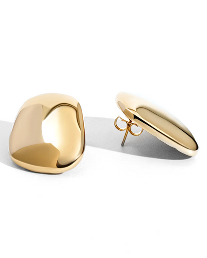Charlotte Sculptural Cushion Gold Statement Earrings