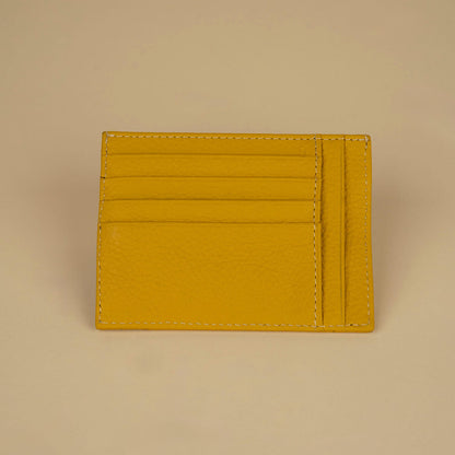 Vibrant Leather Card Holder with Zipper Pocket - Yellow - Concord