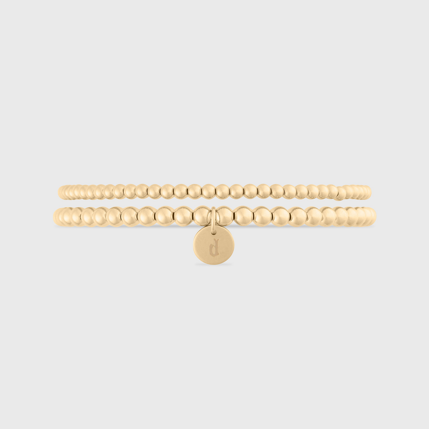 old english initial juno double bracelet stack (3+4mm)