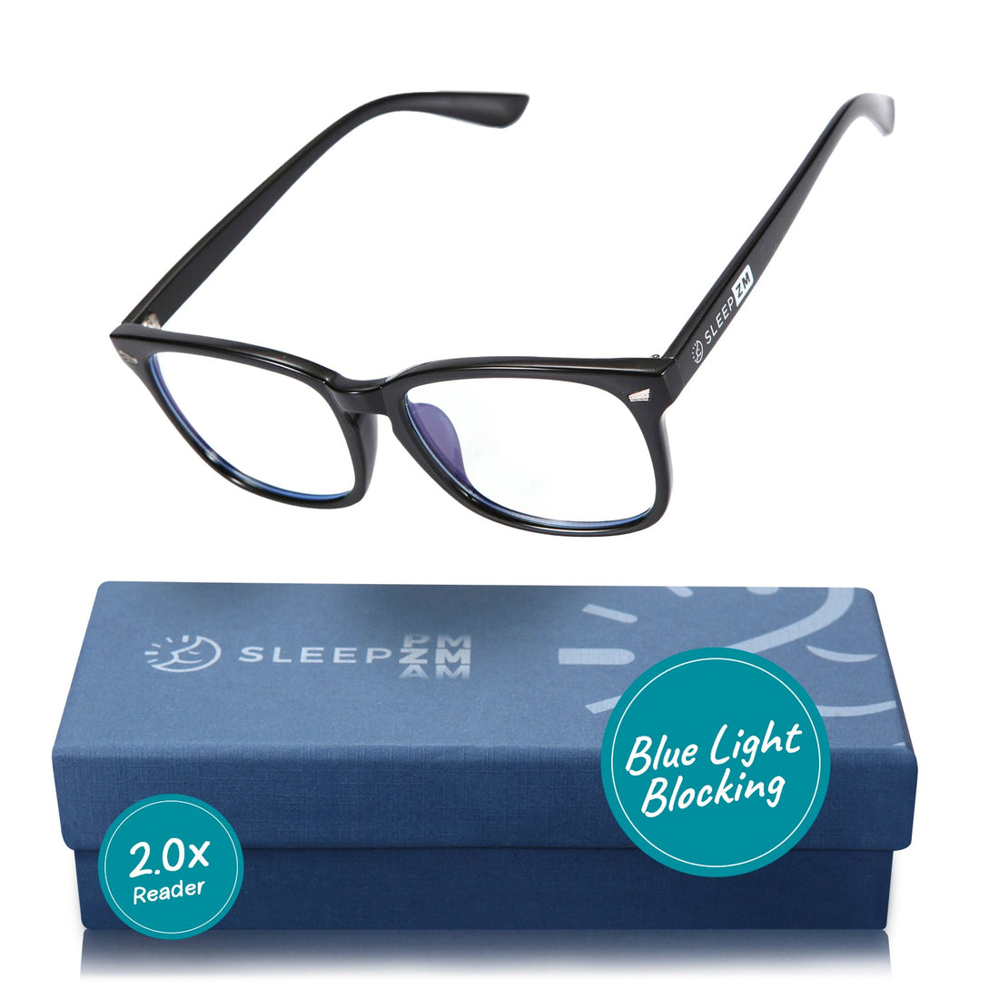 Daytime Wayfarer Blue Light Reading Glasses - Black 2.0x