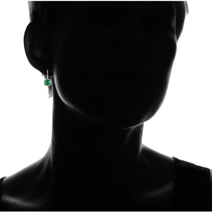 2 Pair Pack: 9.00 CTW Cushion Cut Created Blue Sapphire &amp; Emerald Drop Earrings – Available in .925 Sterling Silver or 14kt Yellow Gold Over .925 – 8mm Square Gems