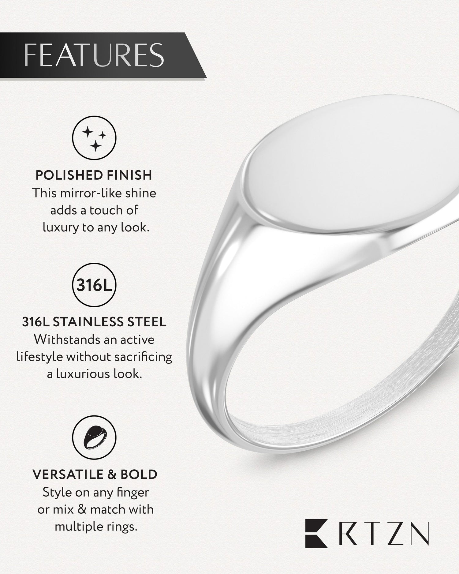 Silver Round Signet Rings (Polished)