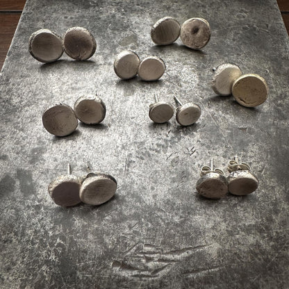 Recycled Sterling Silver Minimalist Studs | River Pebble Stud Earrings | Everyday Jewelry
