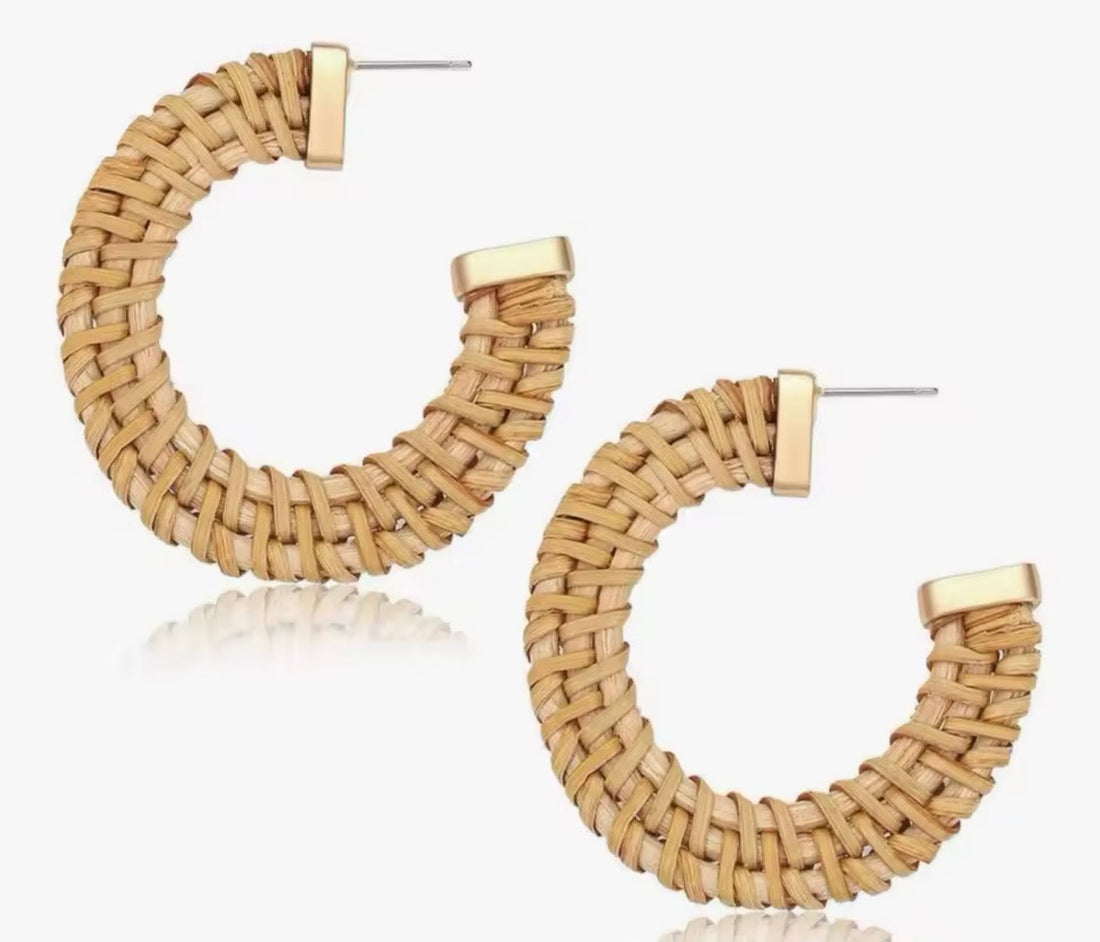 Beautiful Raffia Hoop Earrings