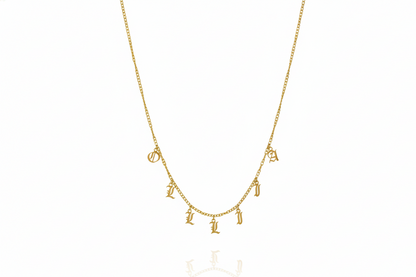 Personalized Name Necklace - Dangle Gothic Old English Design